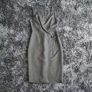 Formal Checkered Gray and White Dress